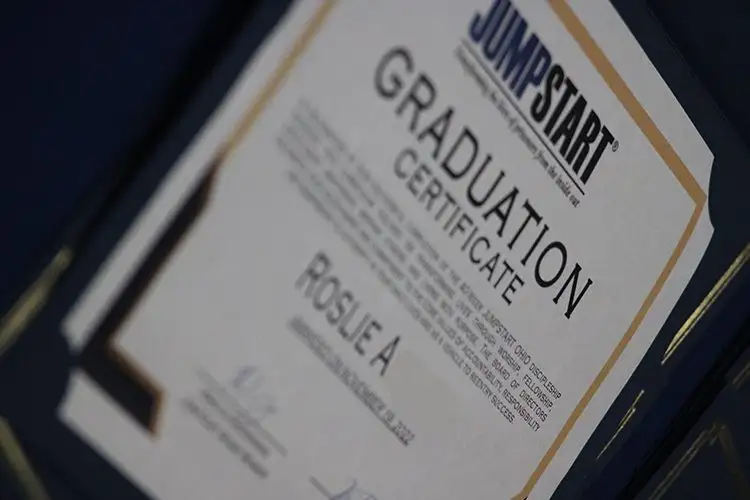 Jumpstart graduation certificate for Roslie A.