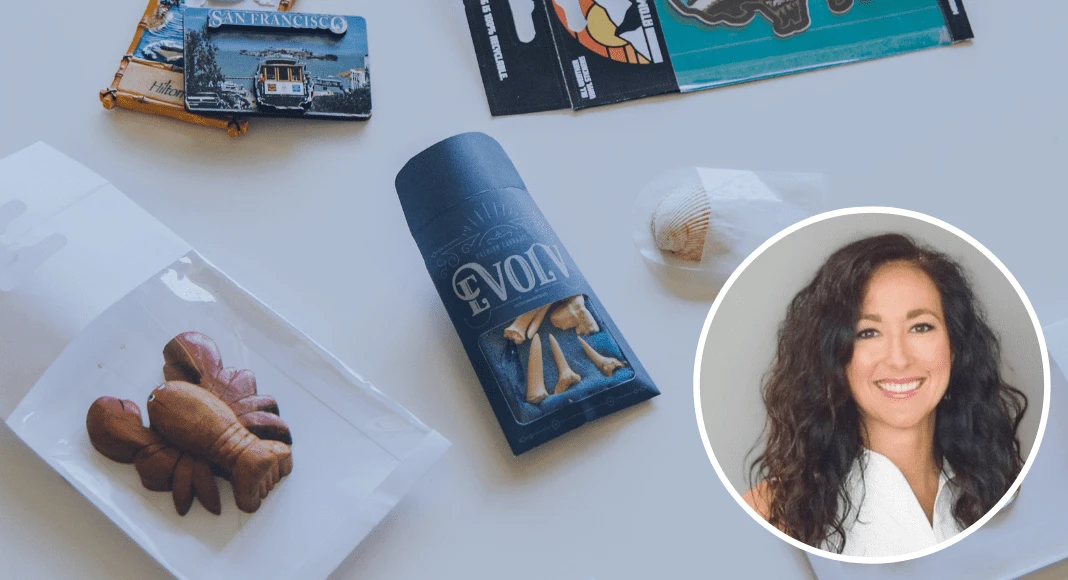 Several envelopes with clear windows display various products. In the corner is an inset photo of Jessica Black, JBM Packaging Director of Sales.